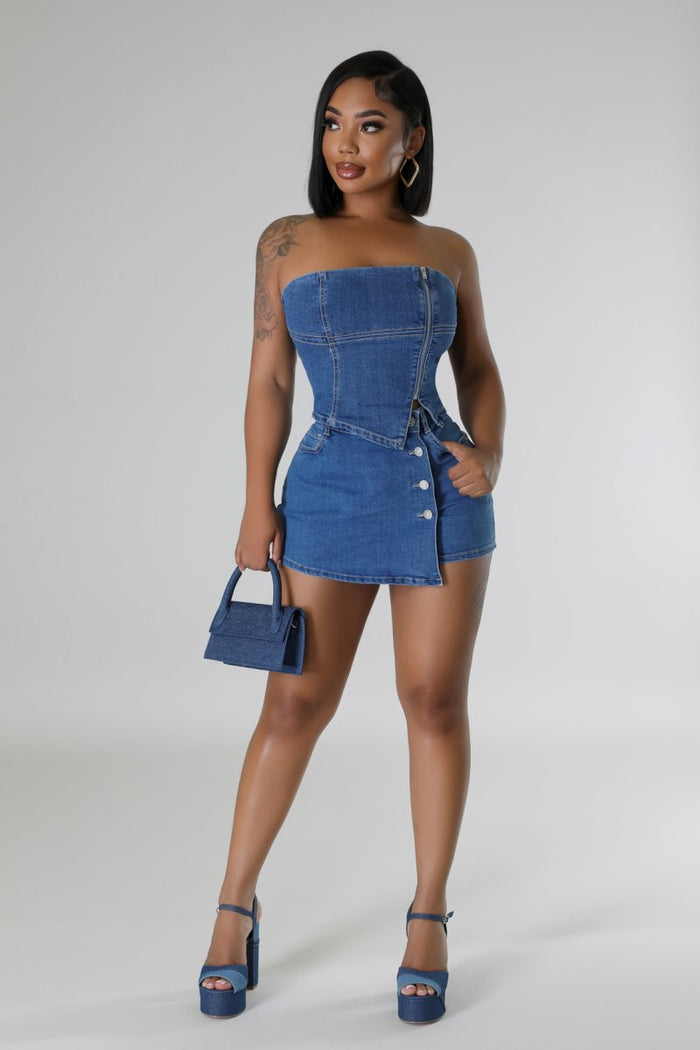 For Certain Denim Skort Set