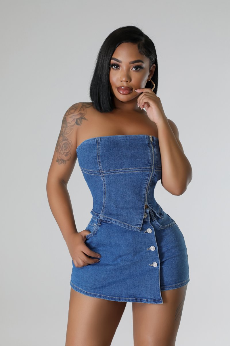 For Certain Denim Skort Set