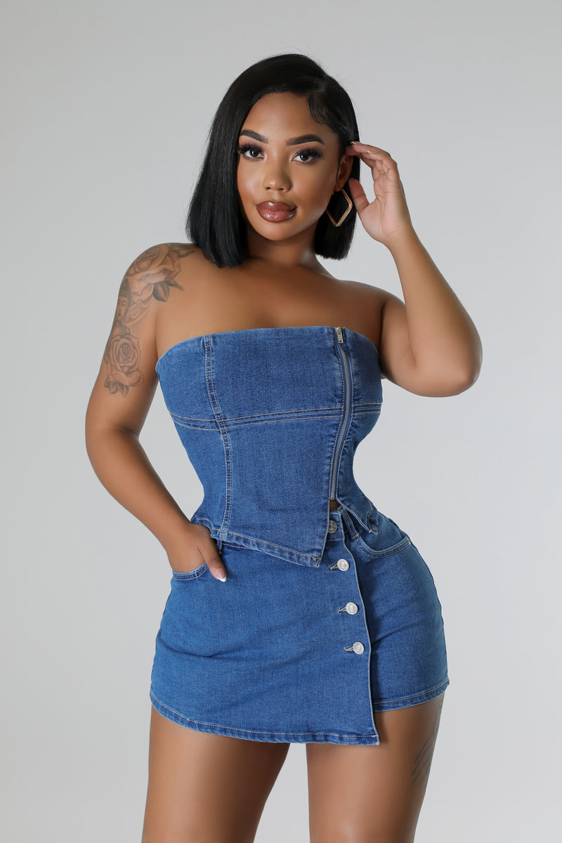 For Certain Denim Skort Set