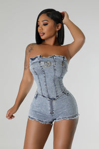 She A Vibe Denim Short Set