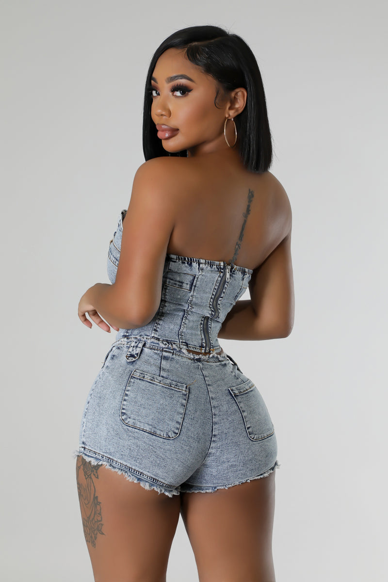 She A Vibe Denim Short Set