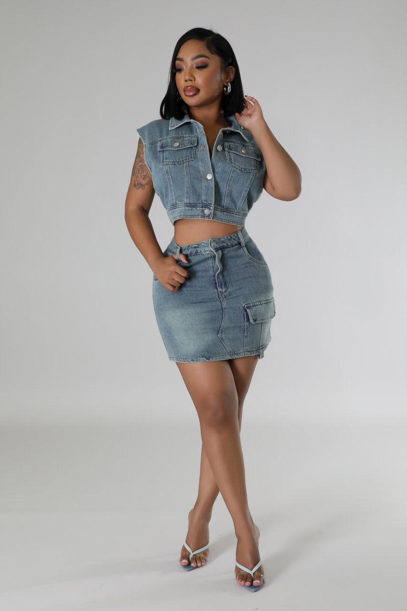 Nevaeh Denim Skirt Set