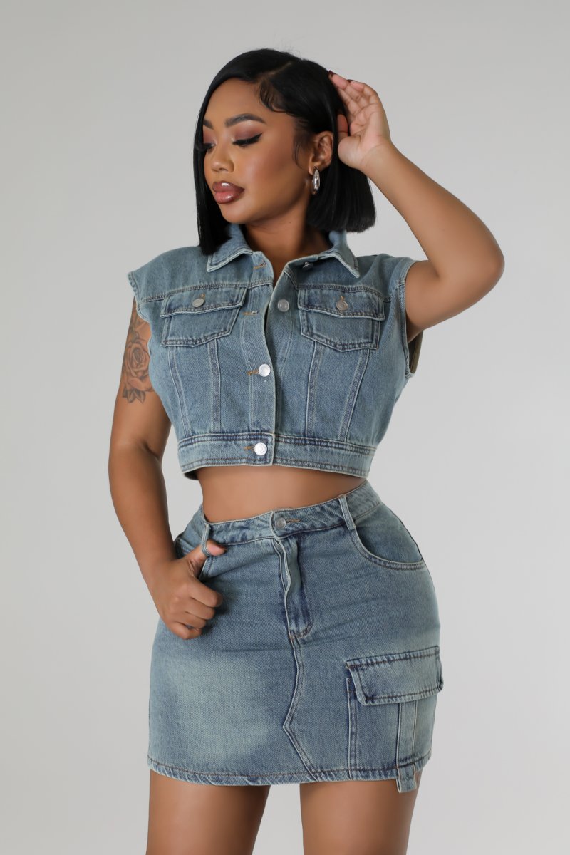 Nevaeh Denim Skirt Set