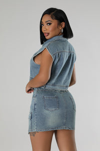 Nevaeh Denim Skirt Set