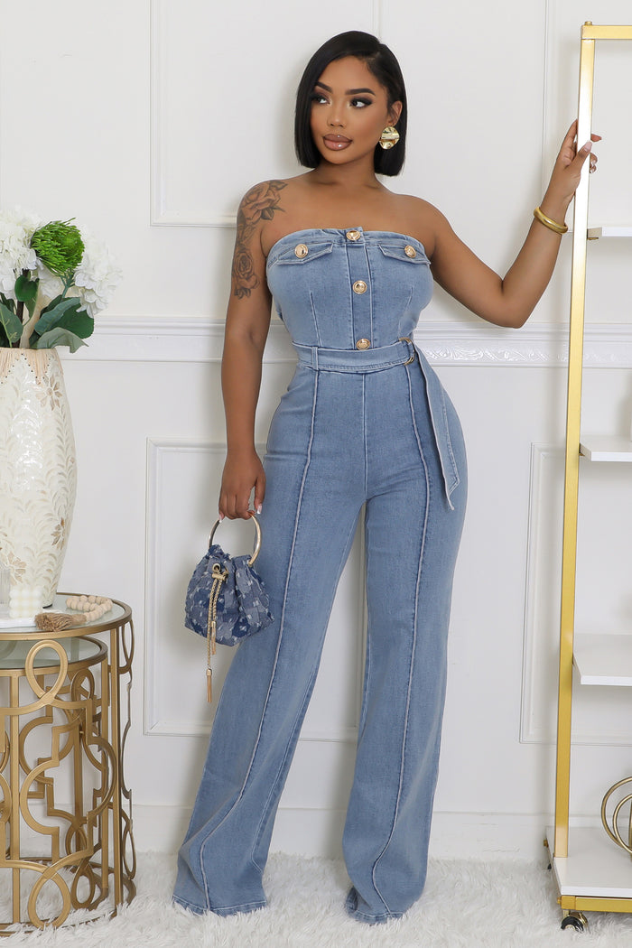 So Glam Denim Jumpsuit